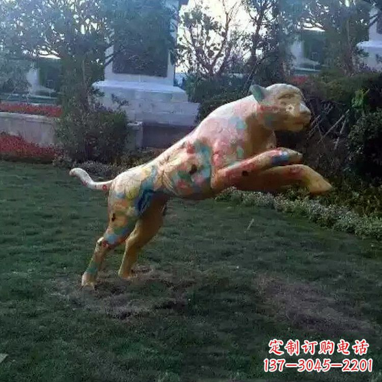 鹤壁豹子玻璃钢雕塑——精美动物摆件