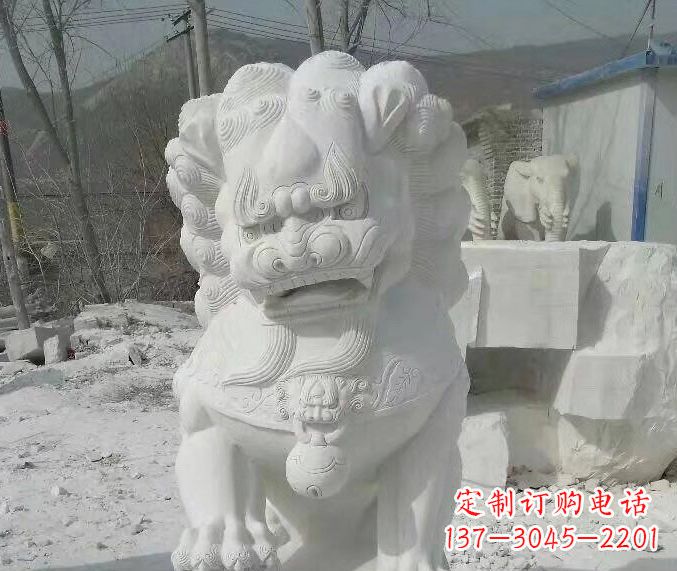 鹤壁狮子雕塑踩绣球石狮子寺庙的独特景观