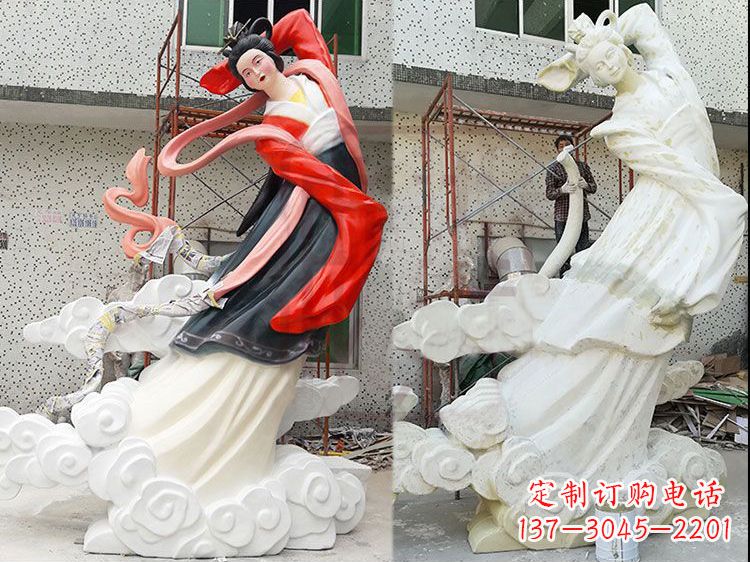 鹤壁嫦娥玻璃钢雕塑-玻璃钢彩绘神话人物雕像