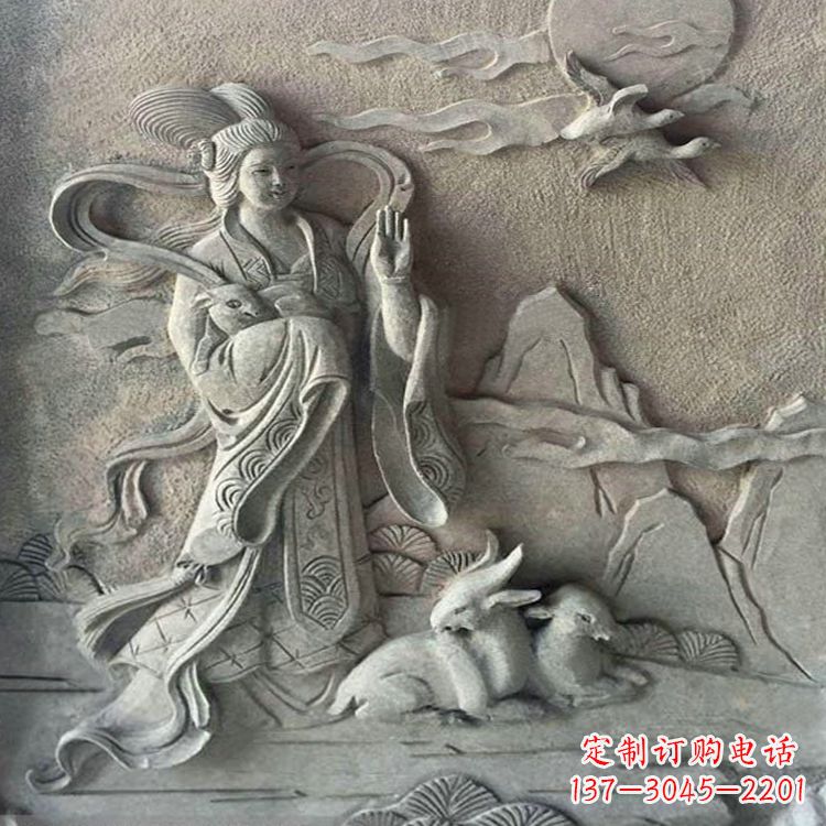 鹤壁嫦娥浮雕-上古神话人物道教月神太阴星君雕塑