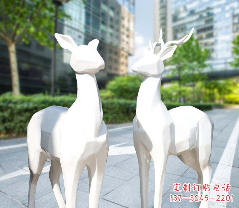 鹤壁景观雕塑鹿形不锈钢块面