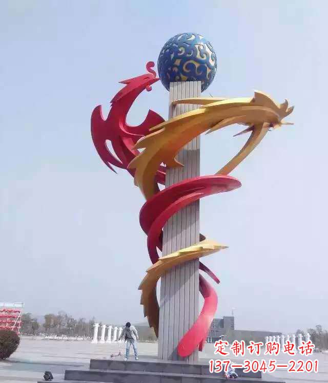 鹤壁青铜龙柱景观雕塑城市的精神象征