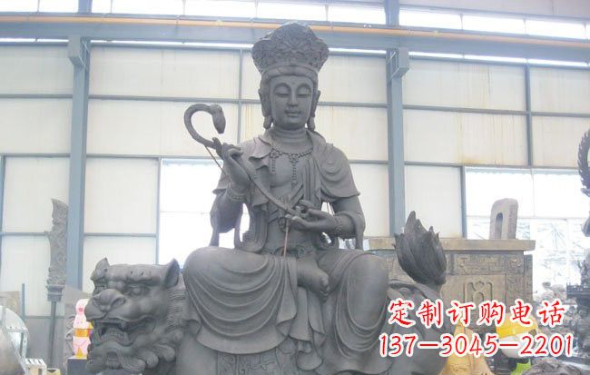 鹤壁文殊菩萨坐狮子雕塑