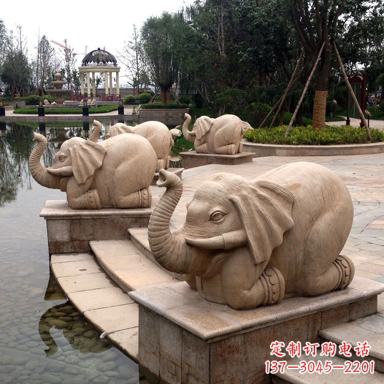鹤壁池塘喷水大象雕塑