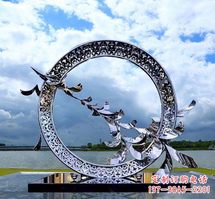 鹤壁抽象不锈钢大雁雕塑