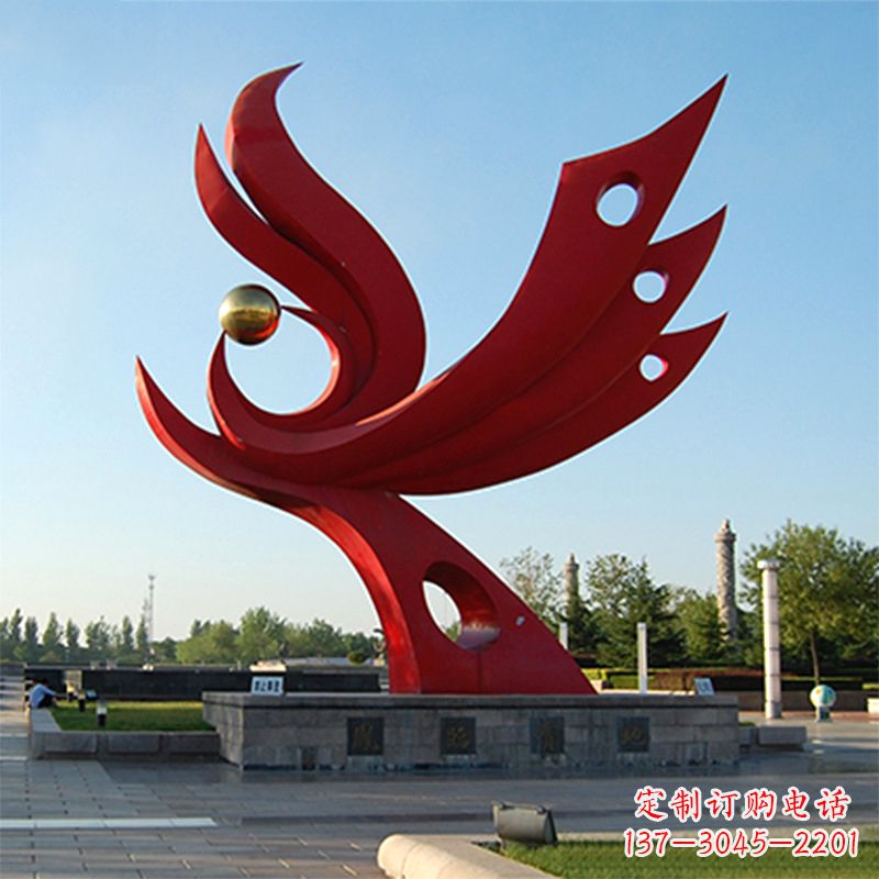 鹤壁精美凤凰雕塑点缀公园园林景观