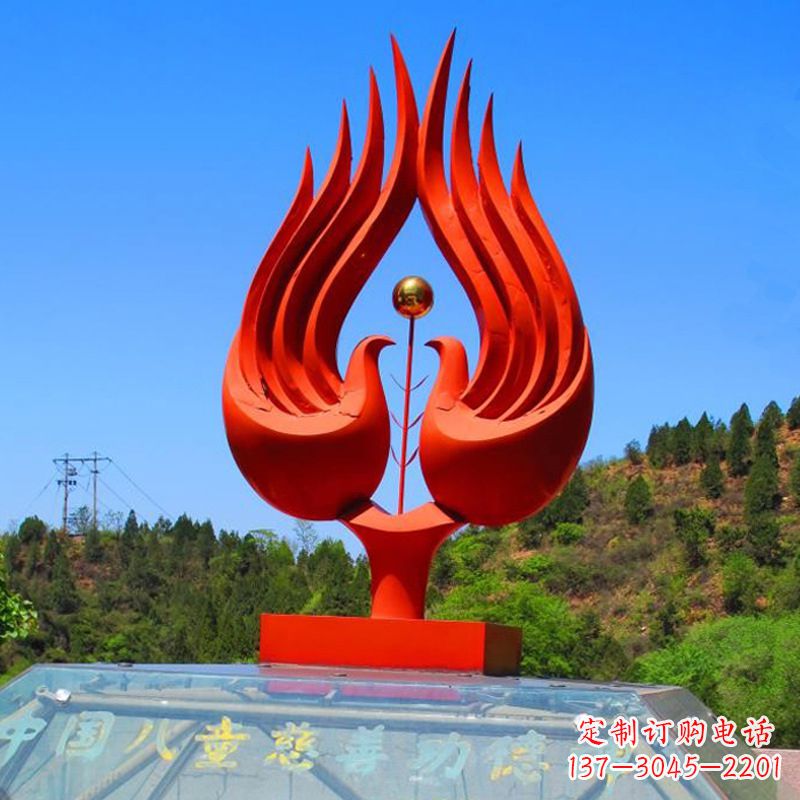 鹤壁抽象凤凰公园不锈钢雕塑-景区园林景观神兽标识雕塑