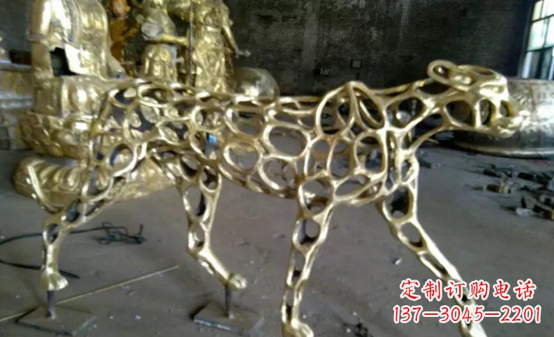 鹤壁抽象金钱豹公园动物铜雕 (3)