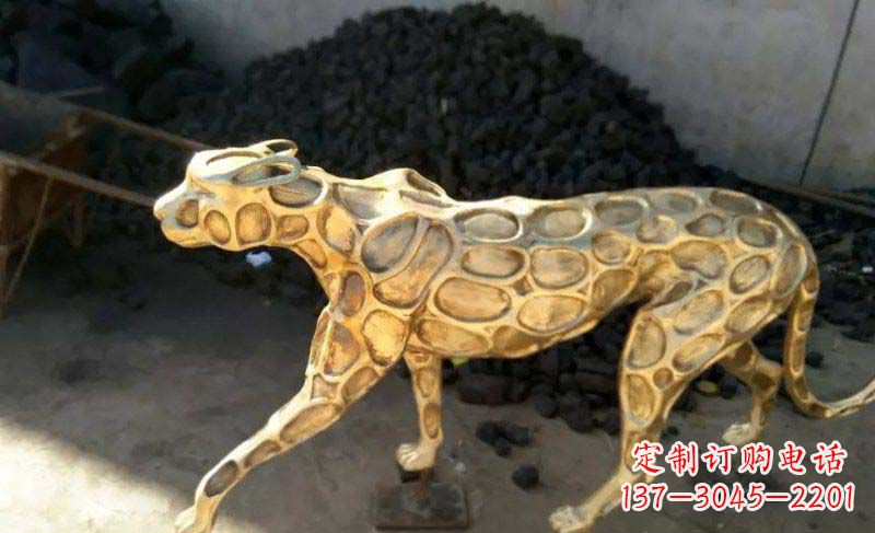 鹤壁抽象金钱豹公园动物铜雕