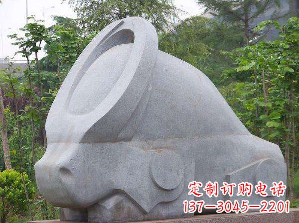 鹤壁抽象石雕牛-抽象生肖牛动物景观雕塑