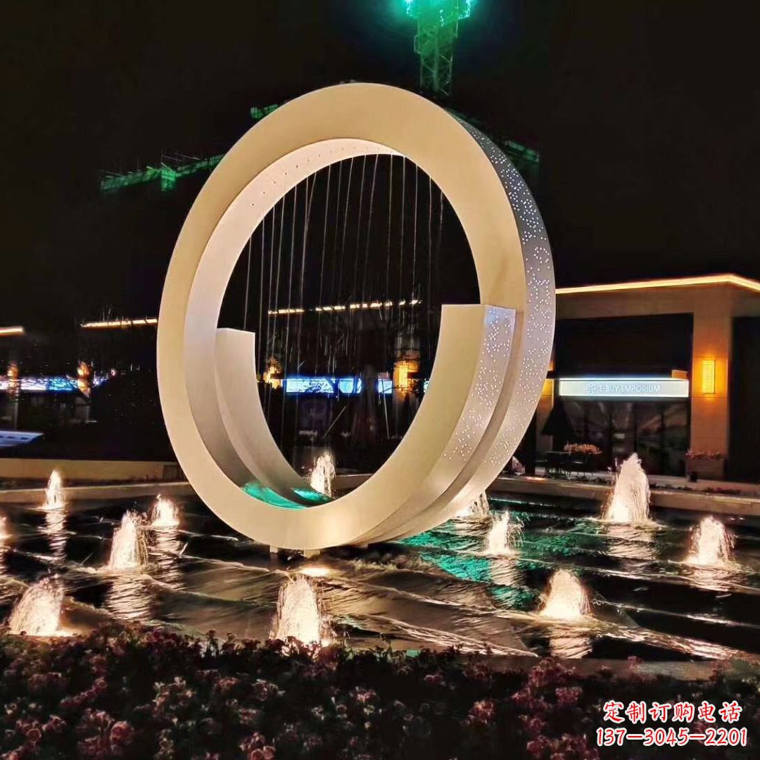 鹤壁环状喷泉雕塑灯光点亮美丽