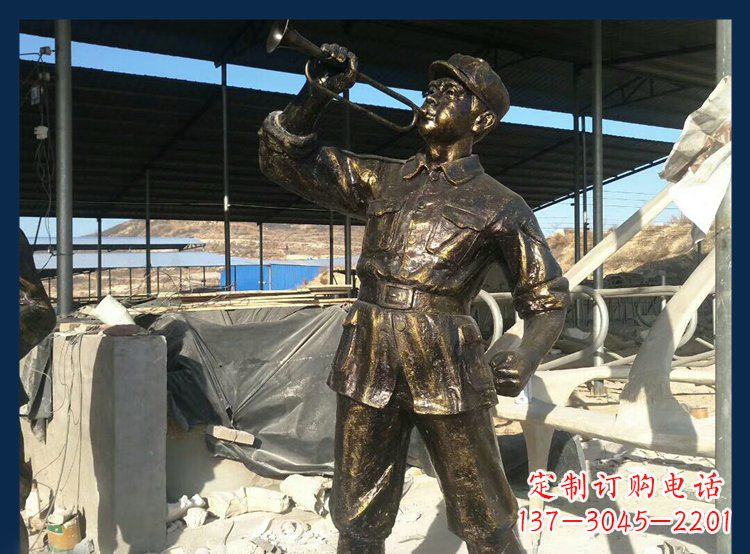 鹤壁冲锋号雕塑永远记住八路军