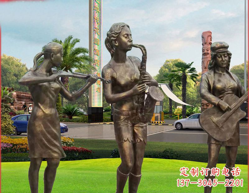 鹤壁吹萨克斯铜雕人物