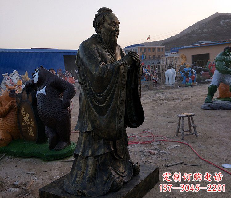 鹤壁春秋时期人物孔子铜雕雕塑