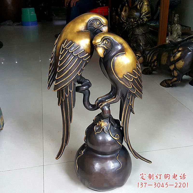 鹤壁纯铜铸造鹦鹉雕塑