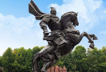鹤壁曹操骑马铜雕塑象征勇猛、英雄气概