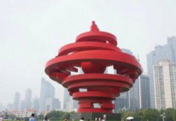 鹤壁火炬雕塑标志五月风光