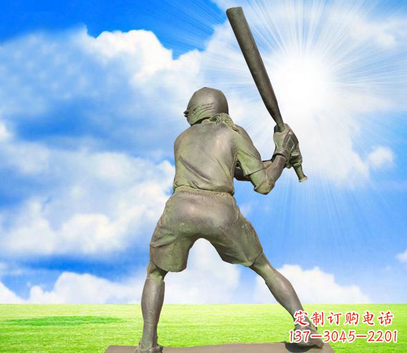 鹤壁打棒球公园人物铜雕