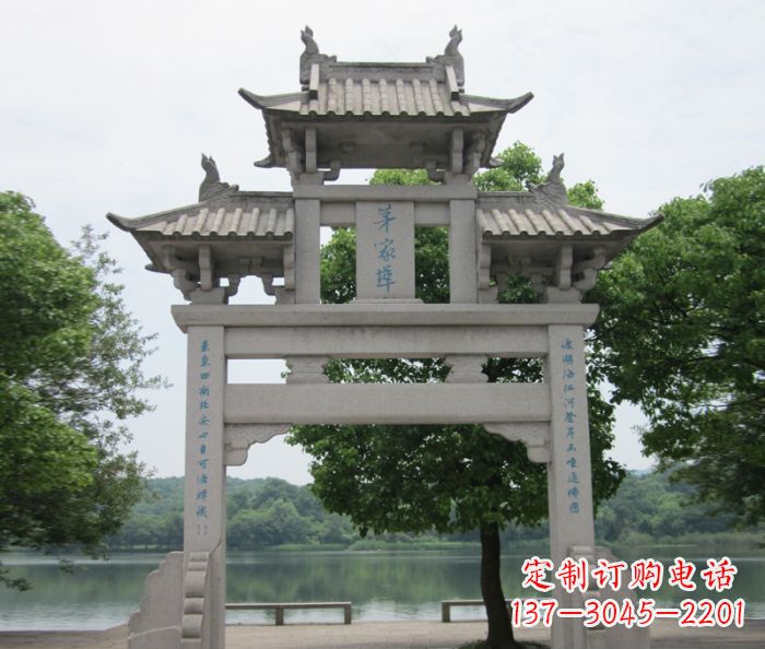 鹤壁大理石单门牌楼雕塑精美的艺术瑰宝