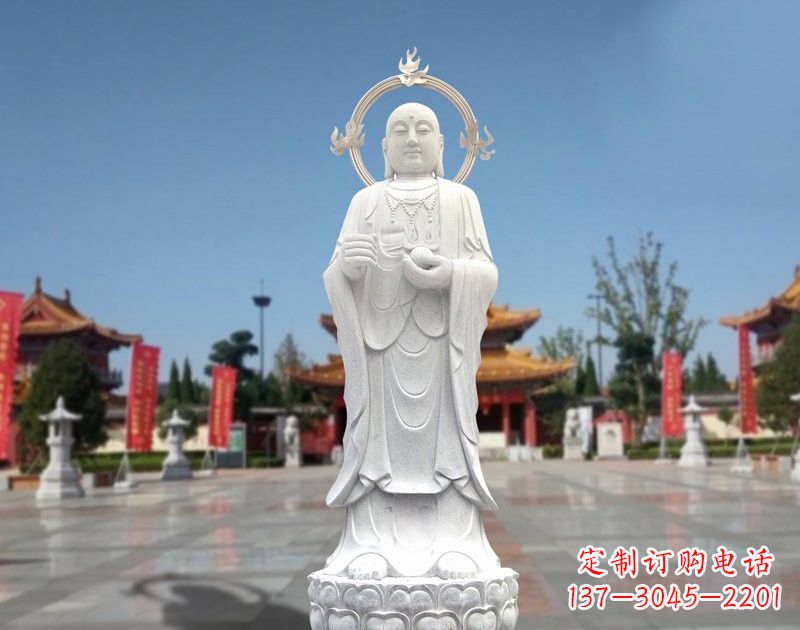 鹤壁大理石地藏菩萨雕塑象征佛法的传承