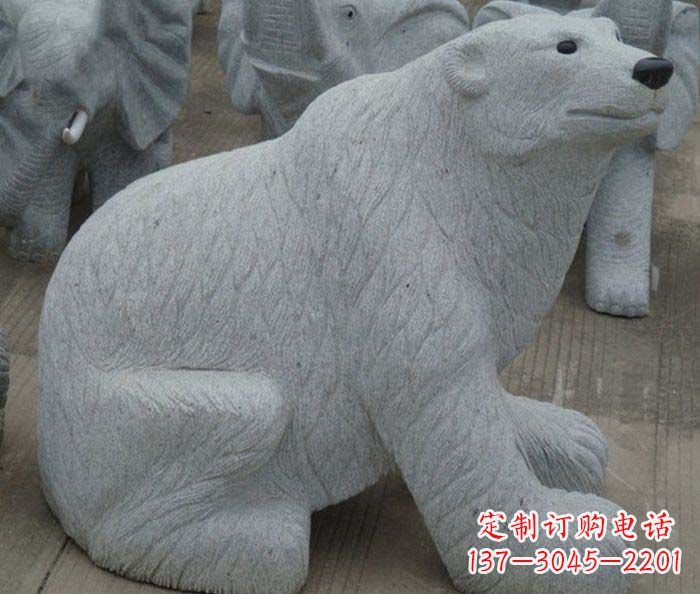 鹤壁精美大理石雕刻的北极熊