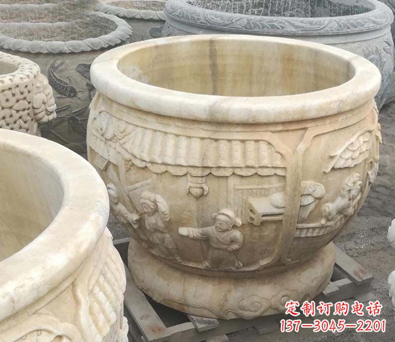 鹤壁雕刻精美的大理石儿童水缸