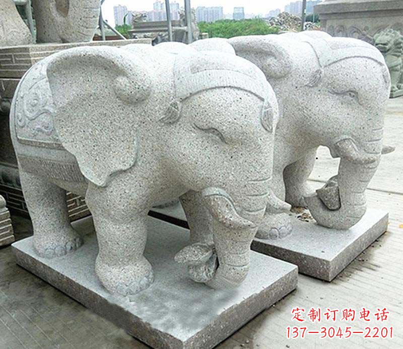 鹤壁大理石制作的精美招财大象雕塑