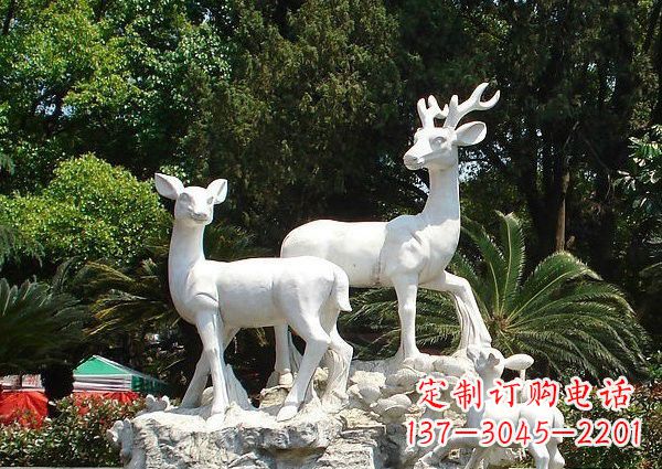 鹤壁雕塑艺术——大理石公园小鹿石雕