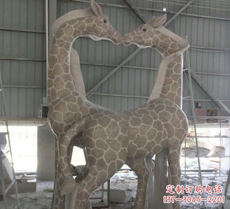 鹤壁大理石艺术精美长颈鹿雕塑
