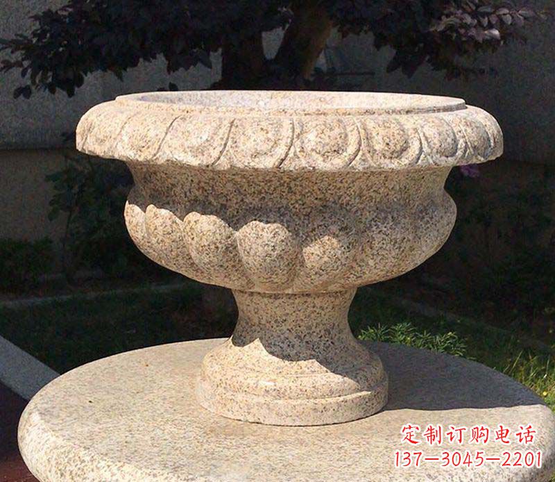 鹤壁大理石花钵公园花盆石雕