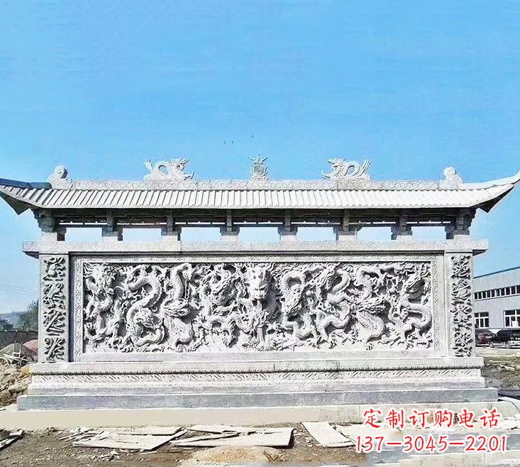 鹤壁精美大理石九龙壁雕塑