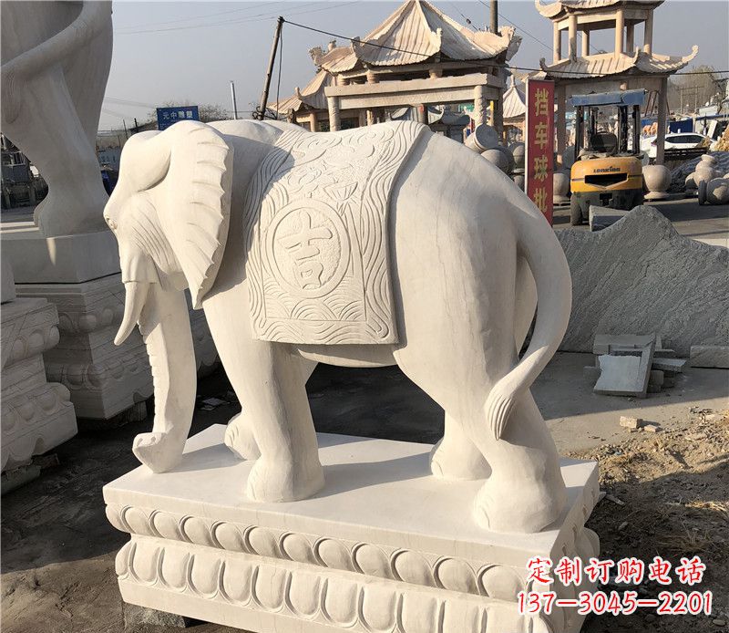 鹤壁大理石卷鼻如意大象雕塑
