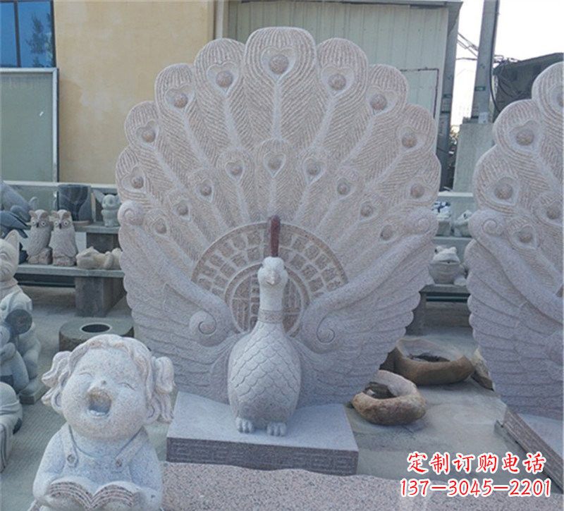 鹤壁大理石孔雀开屏石雕