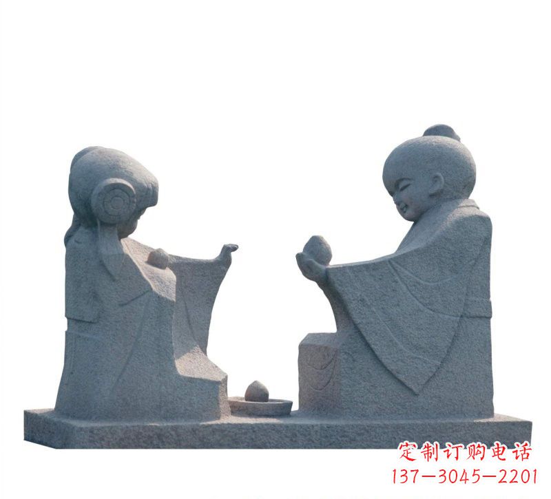 鹤壁传统风情——大理石孔融让梨雕塑