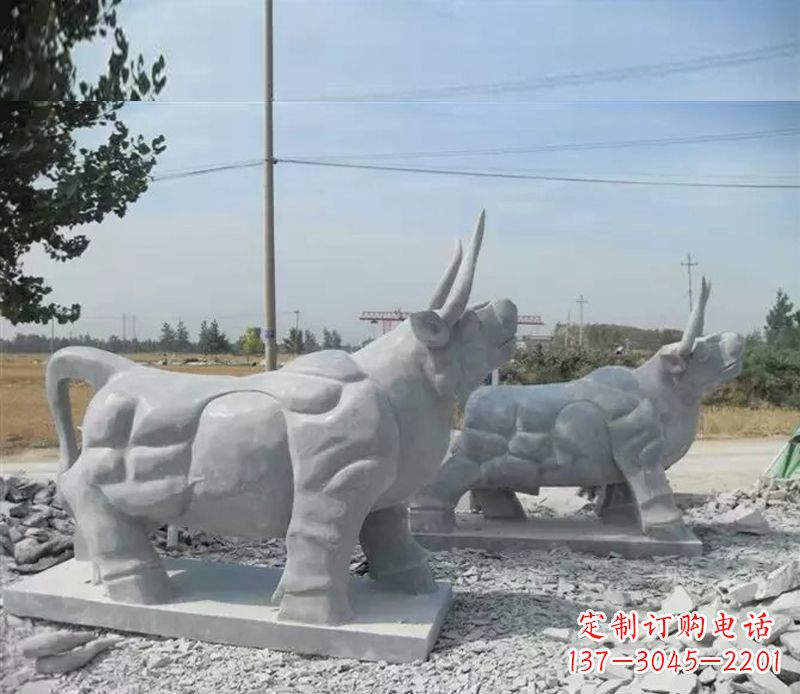 鹤壁大理石多角度牛雕塑
