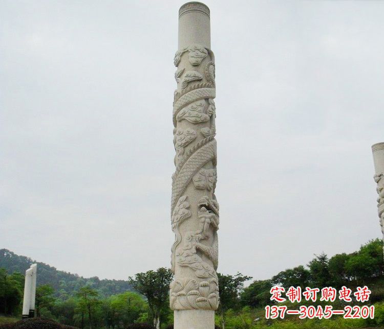 鹤壁大理石盘龙柱雕塑