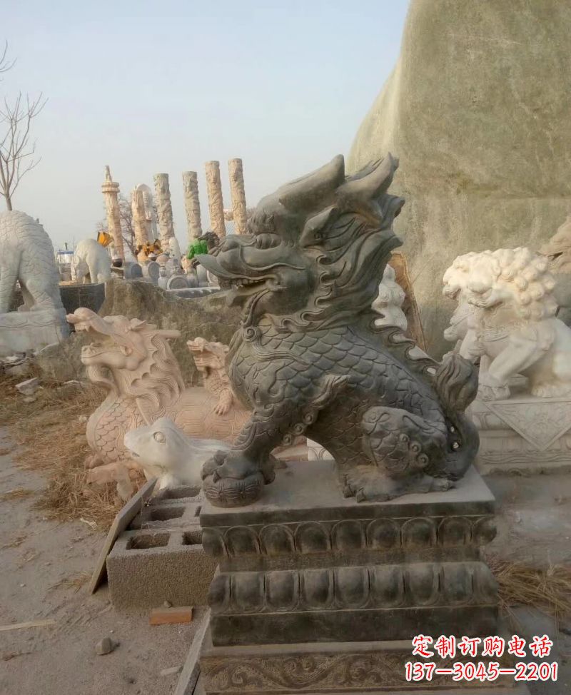 鹤壁新中式麒麟雕塑，精美细腻，艺术品级别