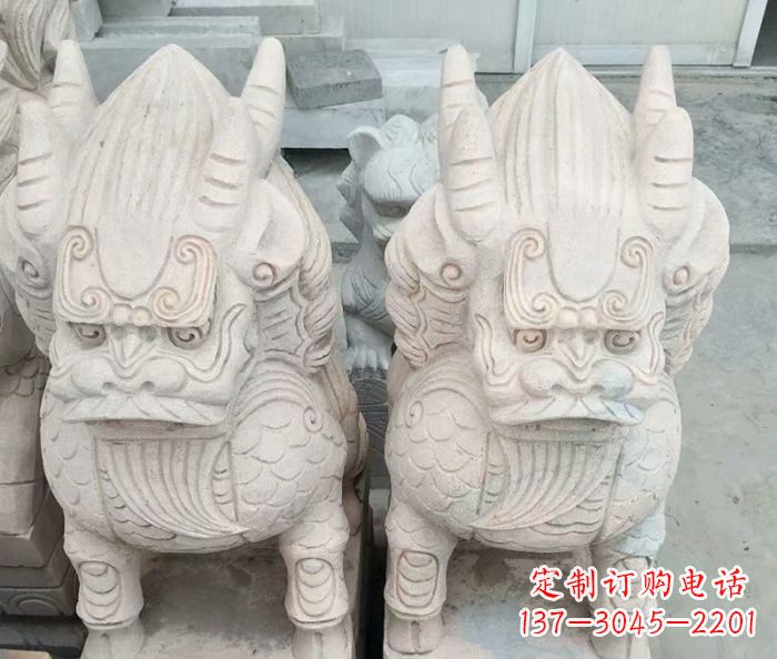 鹤壁品质卓越的大理石麒麟古兽雕塑