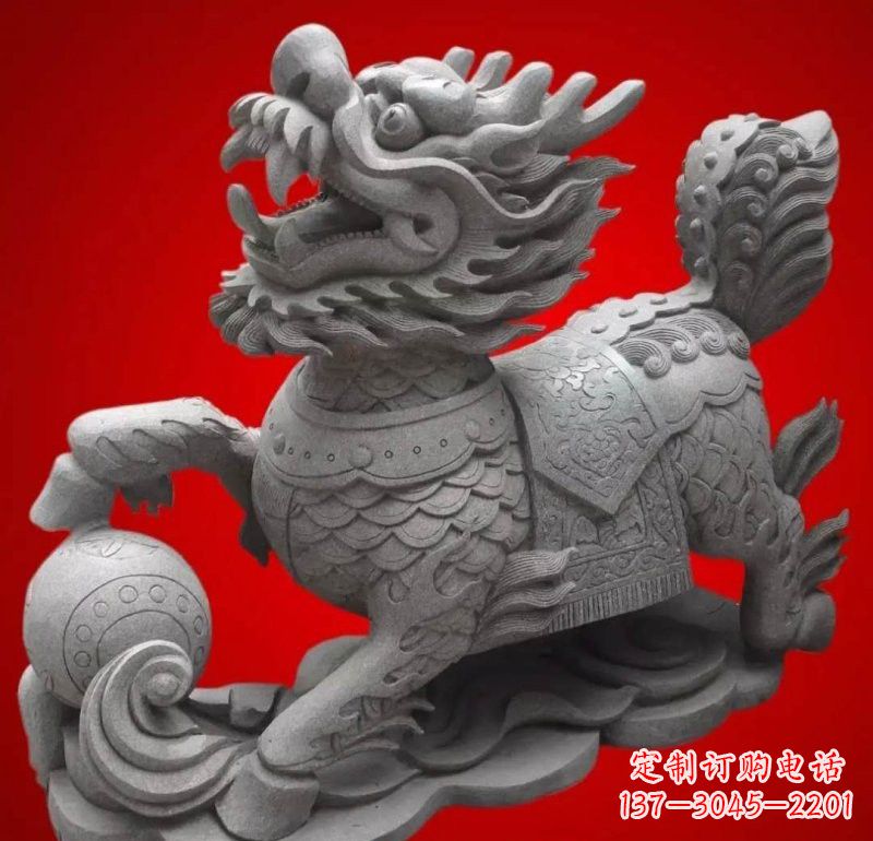 鹤壁大理石企业小区门口麒麟雕塑