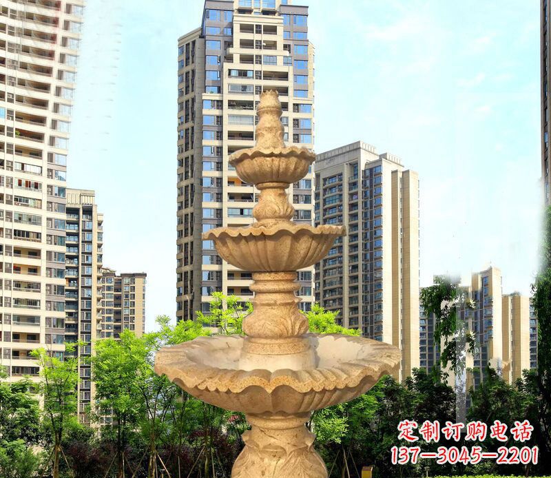鹤壁大理石三层喷泉公园石雕 (2)