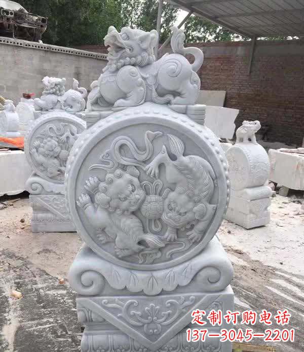 鹤壁大理石狮子抱鼓石雕塑