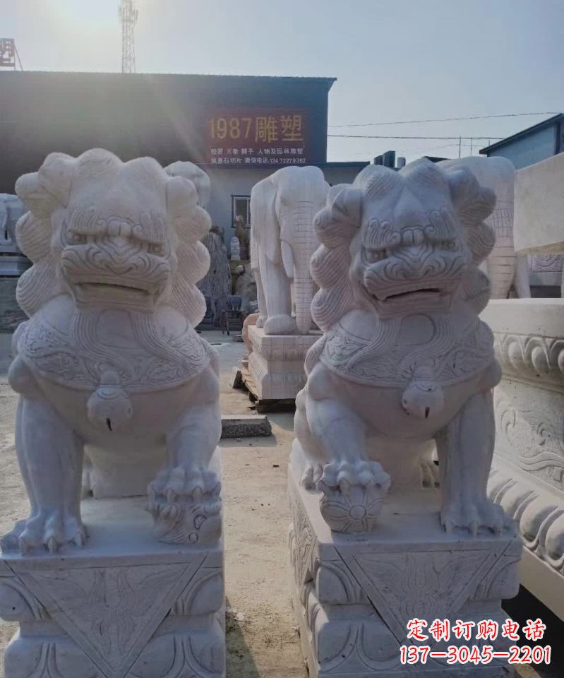 鹤壁大理石狮子雕塑,象征威严