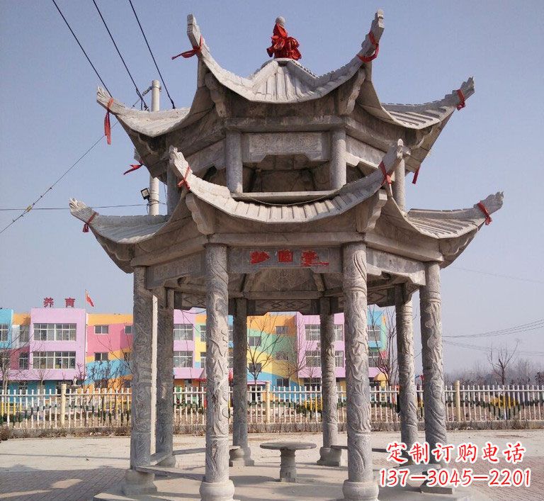 鹤壁大理石双层八角凉亭雕塑