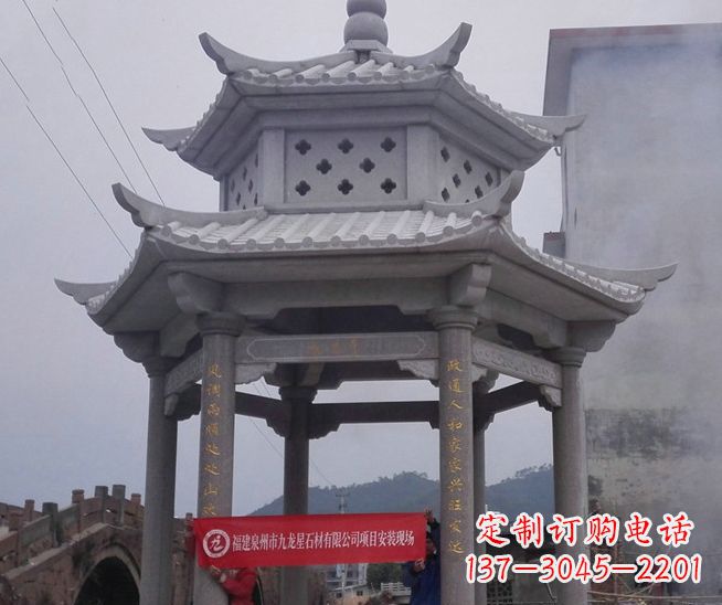 鹤壁大理石双层石雕凉亭——独特的艺术结晶