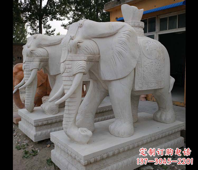 鹤壁大理石大象雕塑,招财进宝