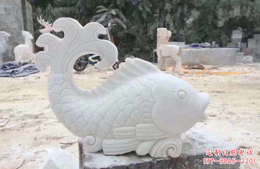 鹤壁大理石鱼喷泉雕塑装置