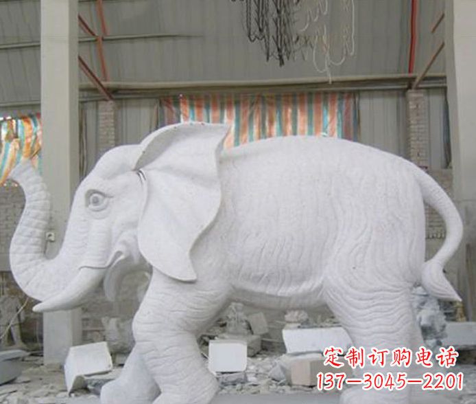 鹤壁象征财富的大理石招财大象雕塑