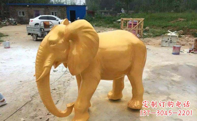 鹤壁精美的大象玻璃钢仿铜雕塑