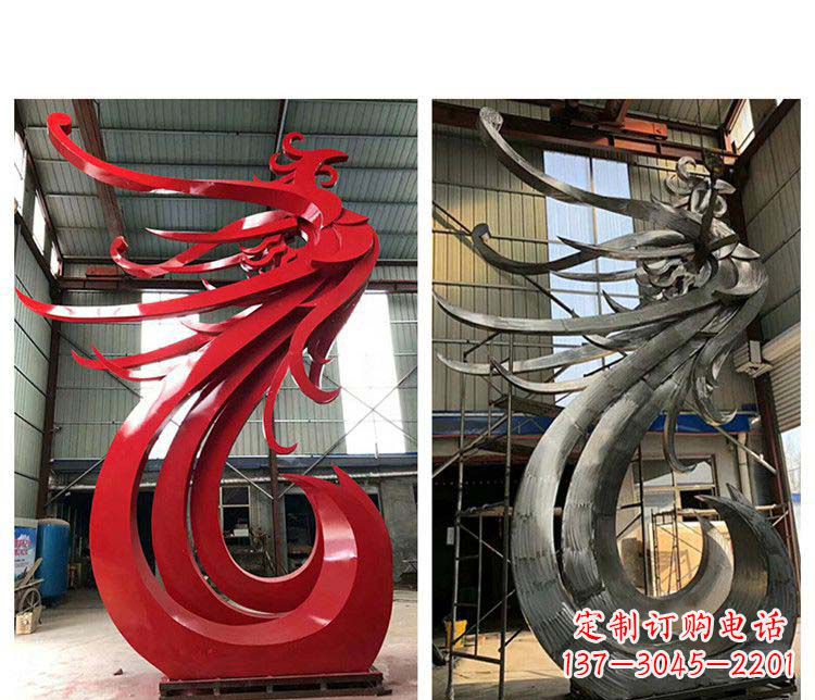 鹤壁优雅凤凰不锈钢摆件雕塑
