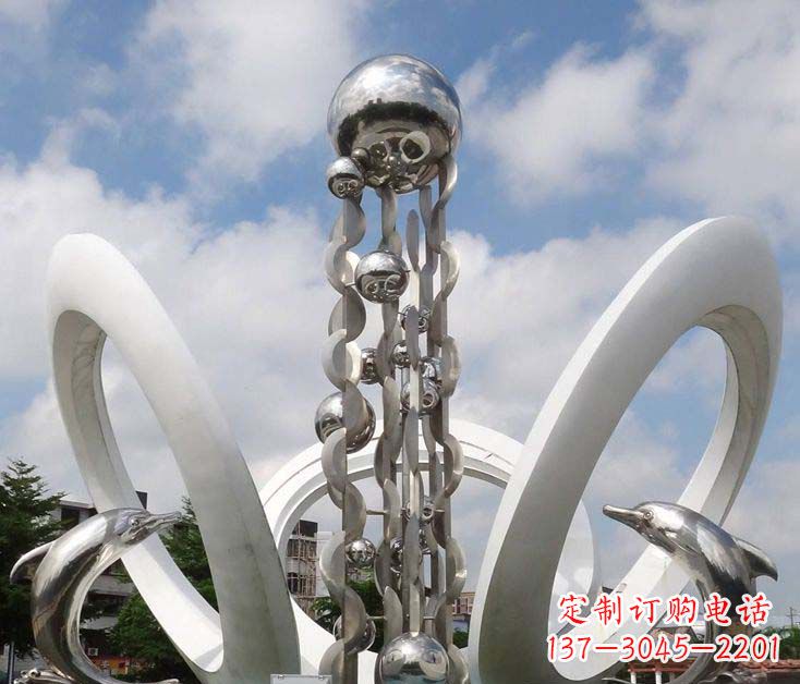 鹤壁精致不锈钢海豚雕塑